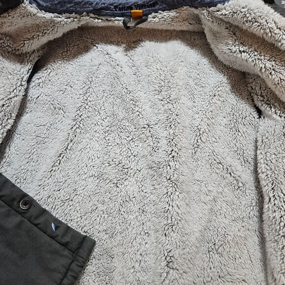 Tailor Vintage Mens Gray Sherpa-Lined Canvas Jacket With Corduroy Collar & Butto - Picture 7 of 16